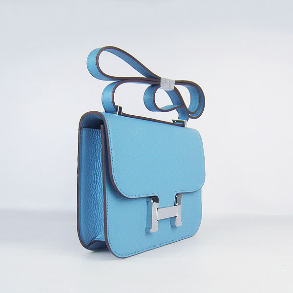 7A Hermes Oxhide Leather Message Bag Blue H017 - Click Image to Close